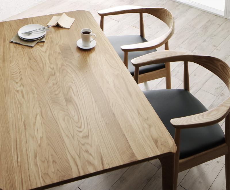 天然木オーク無垢材テーブル、北欧スタイルのダイニングテーブルセット 3点セット(テーブル+チェア2脚) Sugure Interior  送料無料・業界最安値